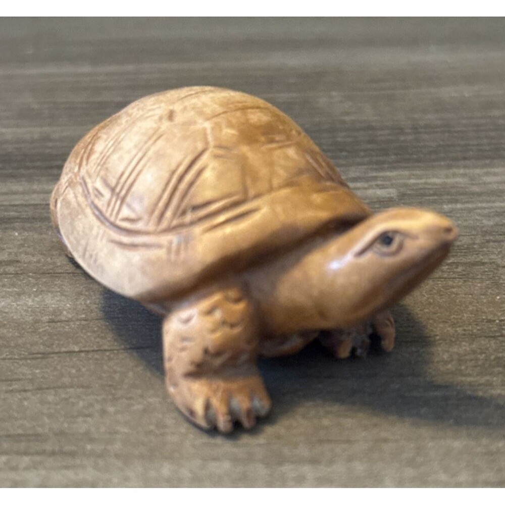 Vintage Hand Carved Wooden Turtle Small